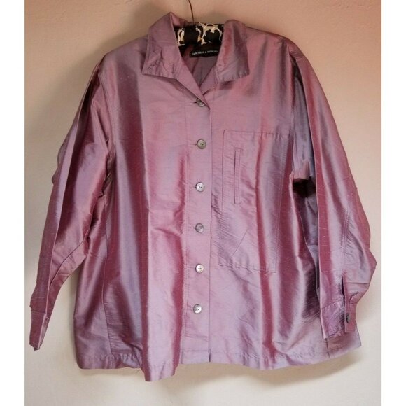 Tancredi & Morgen Mauve Womens Button Front Silk Top Shirt One Size Lightweight - Picture 1 of 9